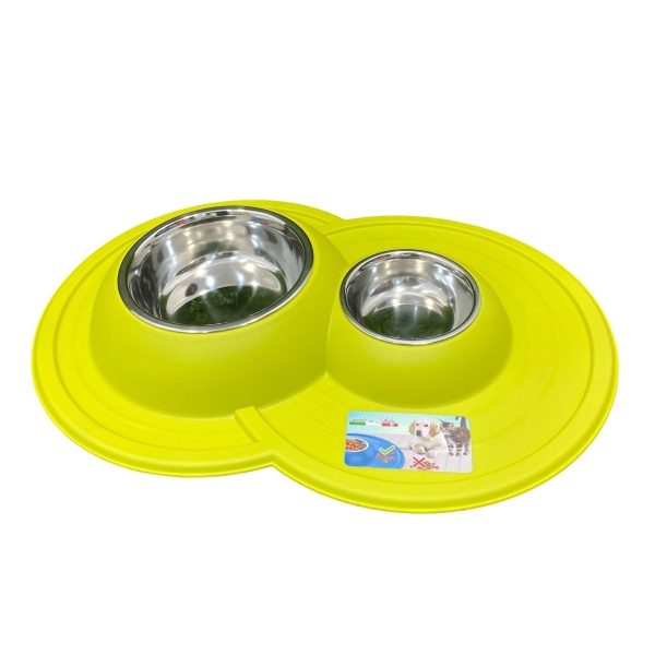 وعاء مزدوج من الفولاذ المقاوم للصدأ مع صينية سيليكون غير قابلة للكسر - نظافة وعملية