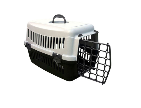 قفص نقل متميز للقطط والكلاب الصغيرة - باب أسود بلاستيك متين