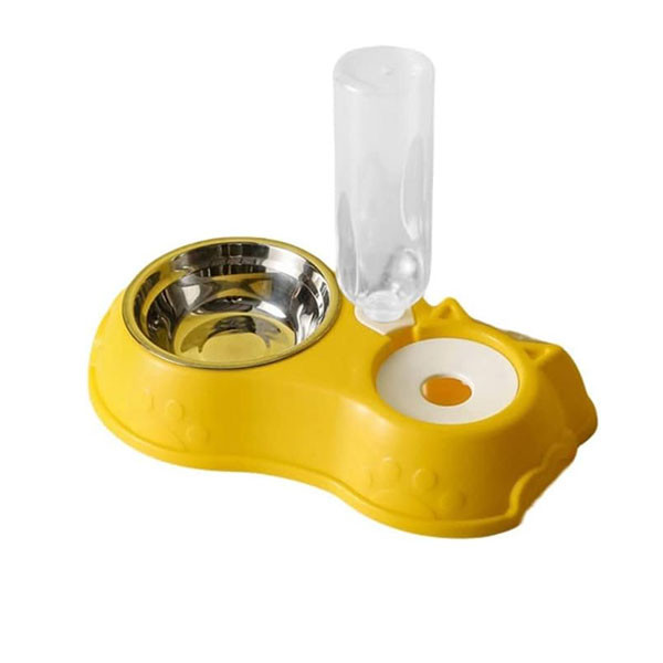 موزع ماء و وعاء من الإينوكس للقطط والكلاب الصغيرة